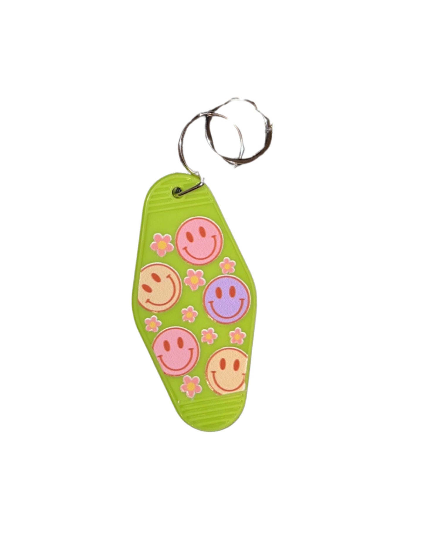 Lime Green Smiley Face Keychain